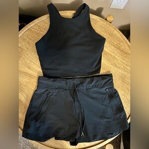 Athleta Black Athletic Set Cropped Tank & Drawstring Shorts